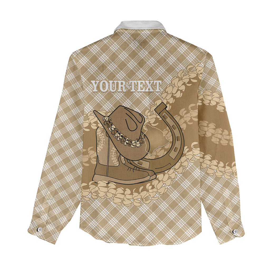 Makue Hawaii Cowboy Palaka Motifs Personalised Women Casual Shirt Paniolo Festival Puakenikeni Lei LT14 - Polynesian Pride