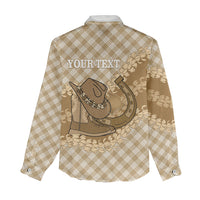 Makue Hawaii Cowboy Palaka Motifs Personalised Women Casual Shirt Paniolo Festival Puakenikeni Lei LT14 - Polynesian Pride
