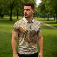 Makue Hawaii Cowboy Palaka Motifs Personalised Zipper Polo Shirt Paniolo Festival Puakenikeni Lei LT14 - Polynesian Pride