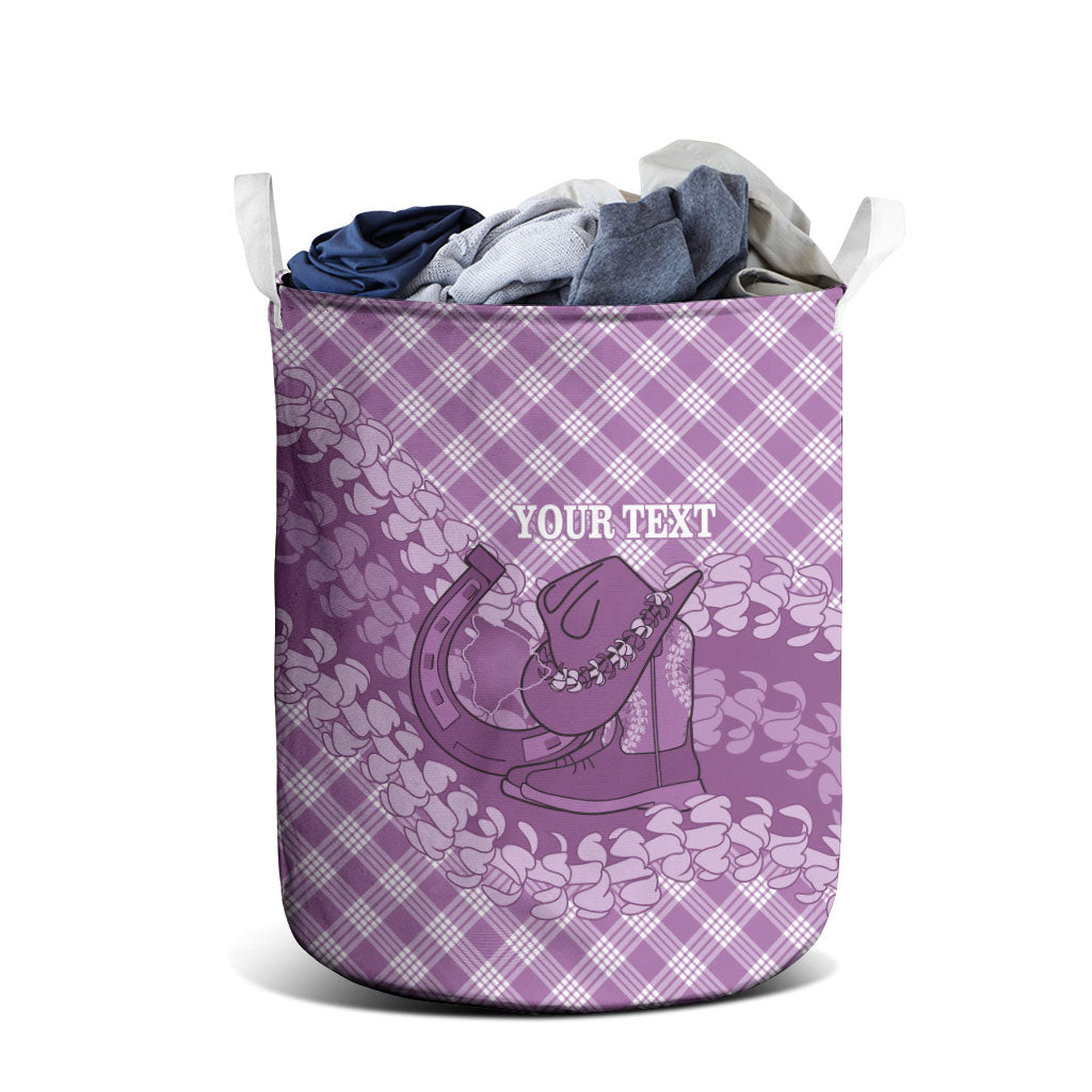 Poni Hawaii Cowboy Palaka Motifs Personalised Laundry Basket Paniolo Festival Puakenikeni Lei LT14 - Polynesian Pride