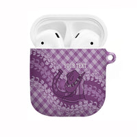 Poni Hawaii Cowboy Palaka Motifs Personalised AirPods Case Paniolo Festival Puakenikeni Lei LT14 Purple - Polynesian Pride