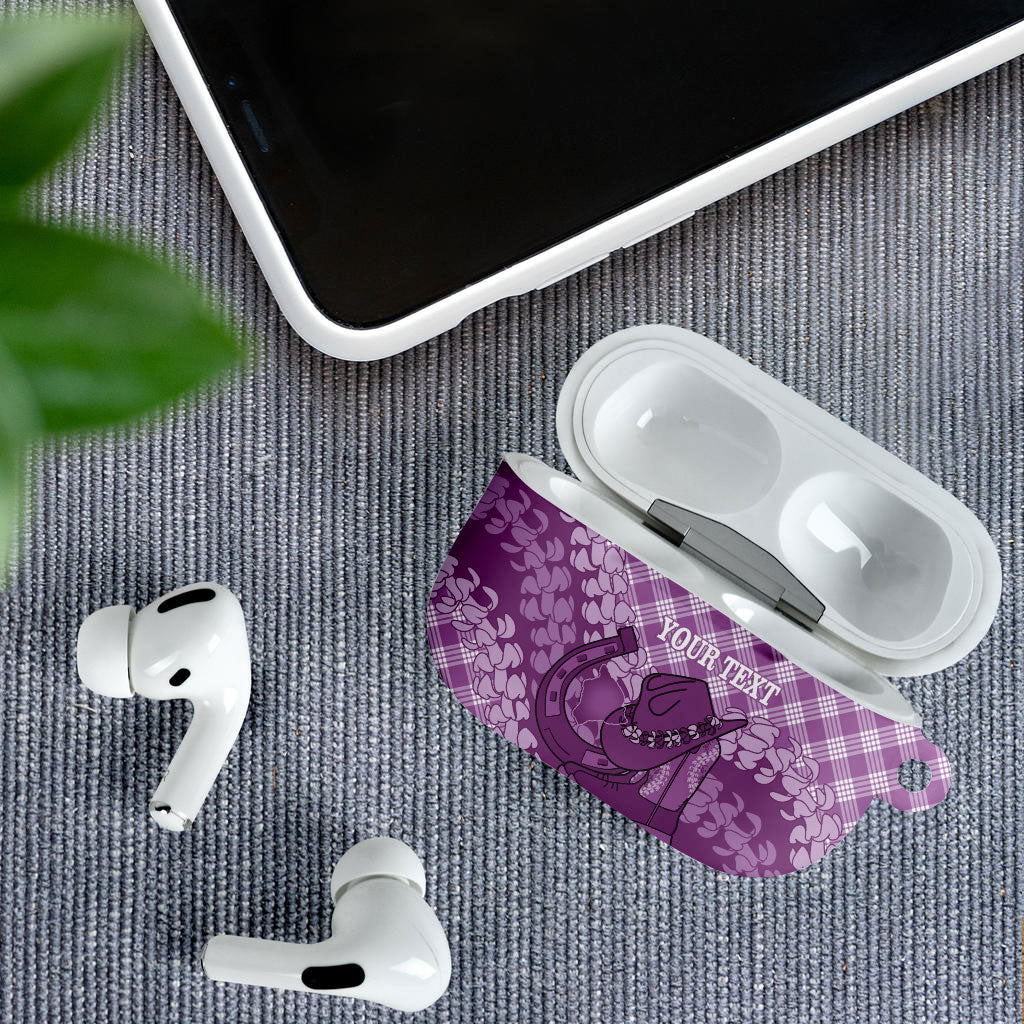 Poni Hawaii Cowboy Palaka Motifs Personalised AirPods Case Paniolo Festival Puakenikeni Lei LT14 - Polynesian Pride
