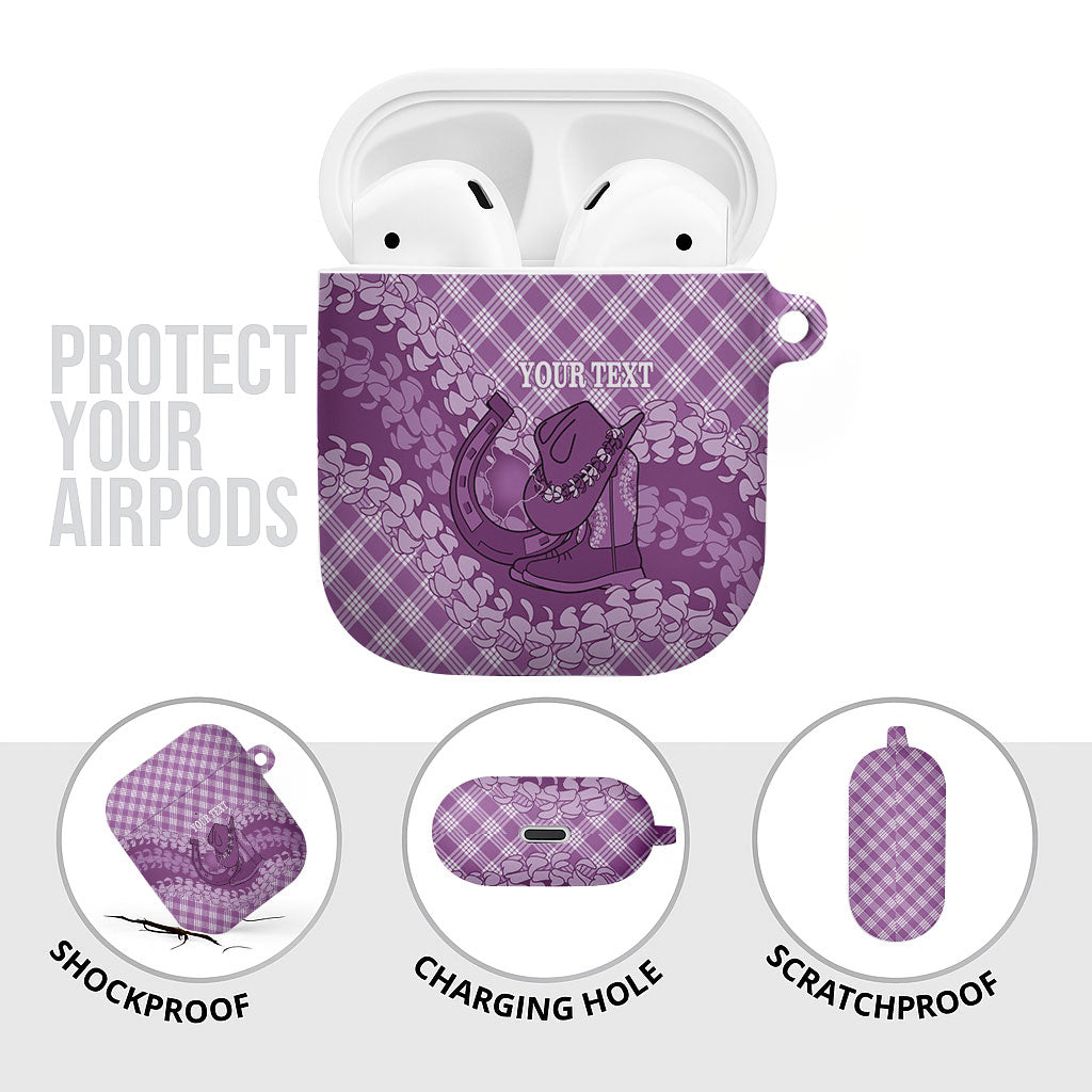 Poni Hawaii Cowboy Palaka Motifs Personalised AirPods Case Paniolo Festival Puakenikeni Lei LT14 - Polynesian Pride