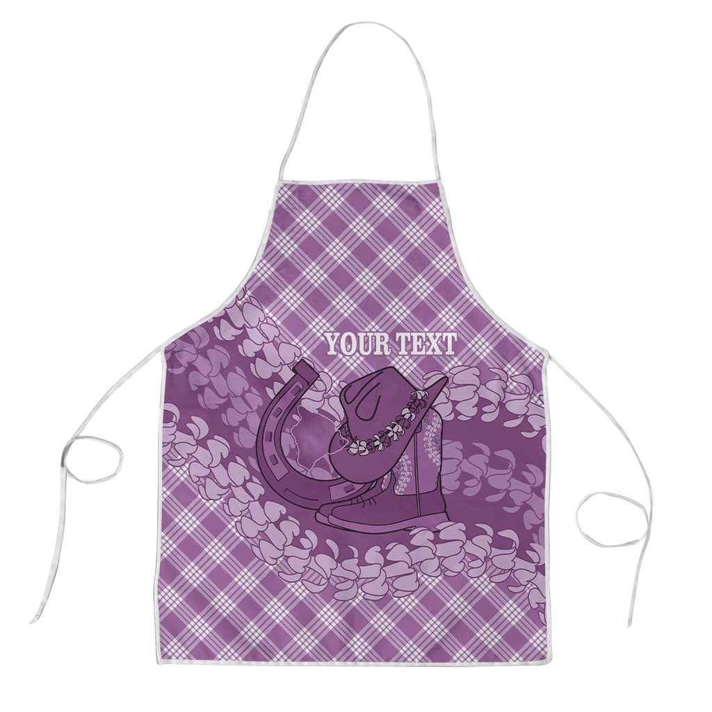 Poni Hawaii Cowboy Palaka Motifs Personalised Apron Paniolo Festival Puakenikeni Lei LT14 Purple - Polynesian Pride