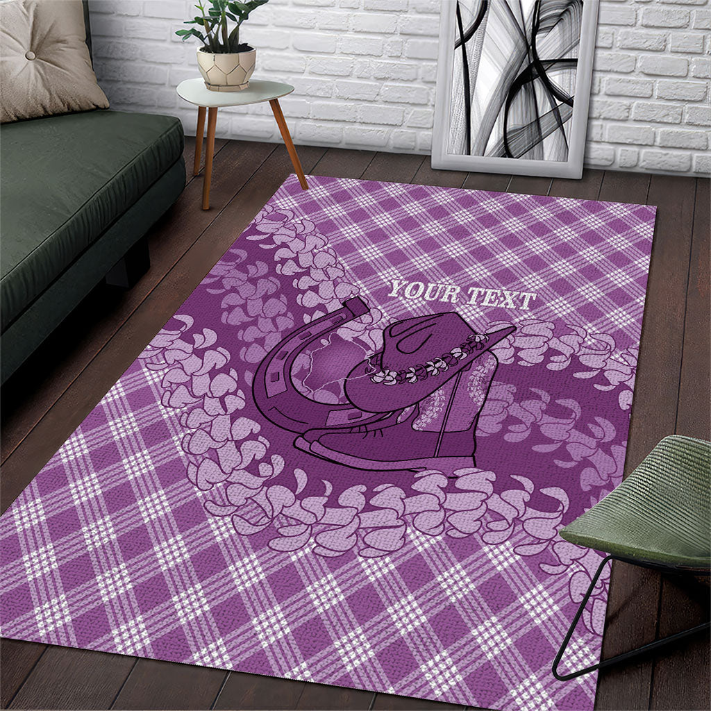 Poni Hawaii Cowboy Palaka Motifs Personalised Area Rug Paniolo Festival Puakenikeni Lei LT14 Purple - Polynesian Pride