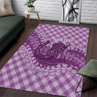 Poni Hawaii Cowboy Palaka Motifs Personalised Area Rug Paniolo Festival Puakenikeni Lei LT14 Purple - Polynesian Pride