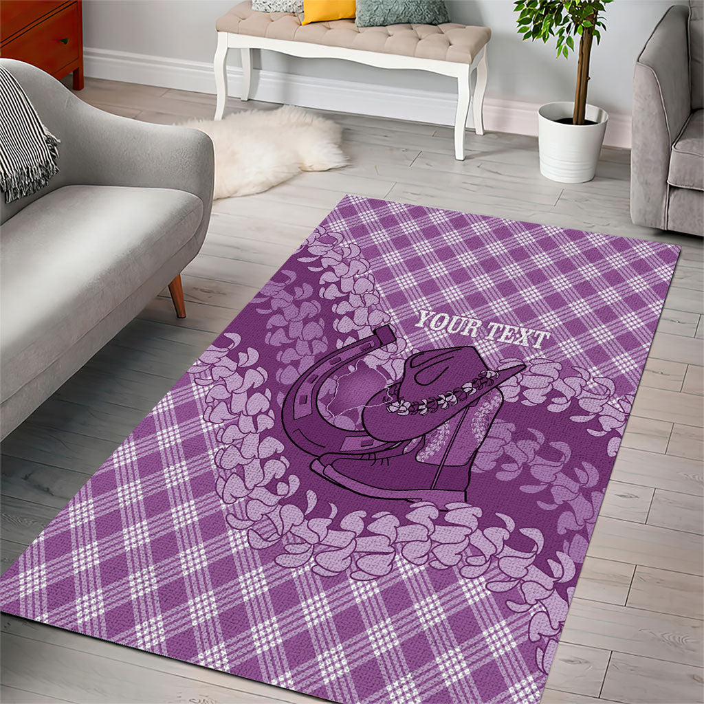 Poni Hawaii Cowboy Palaka Motifs Personalised Area Rug Paniolo Festival Puakenikeni Lei LT14 - Polynesian Pride