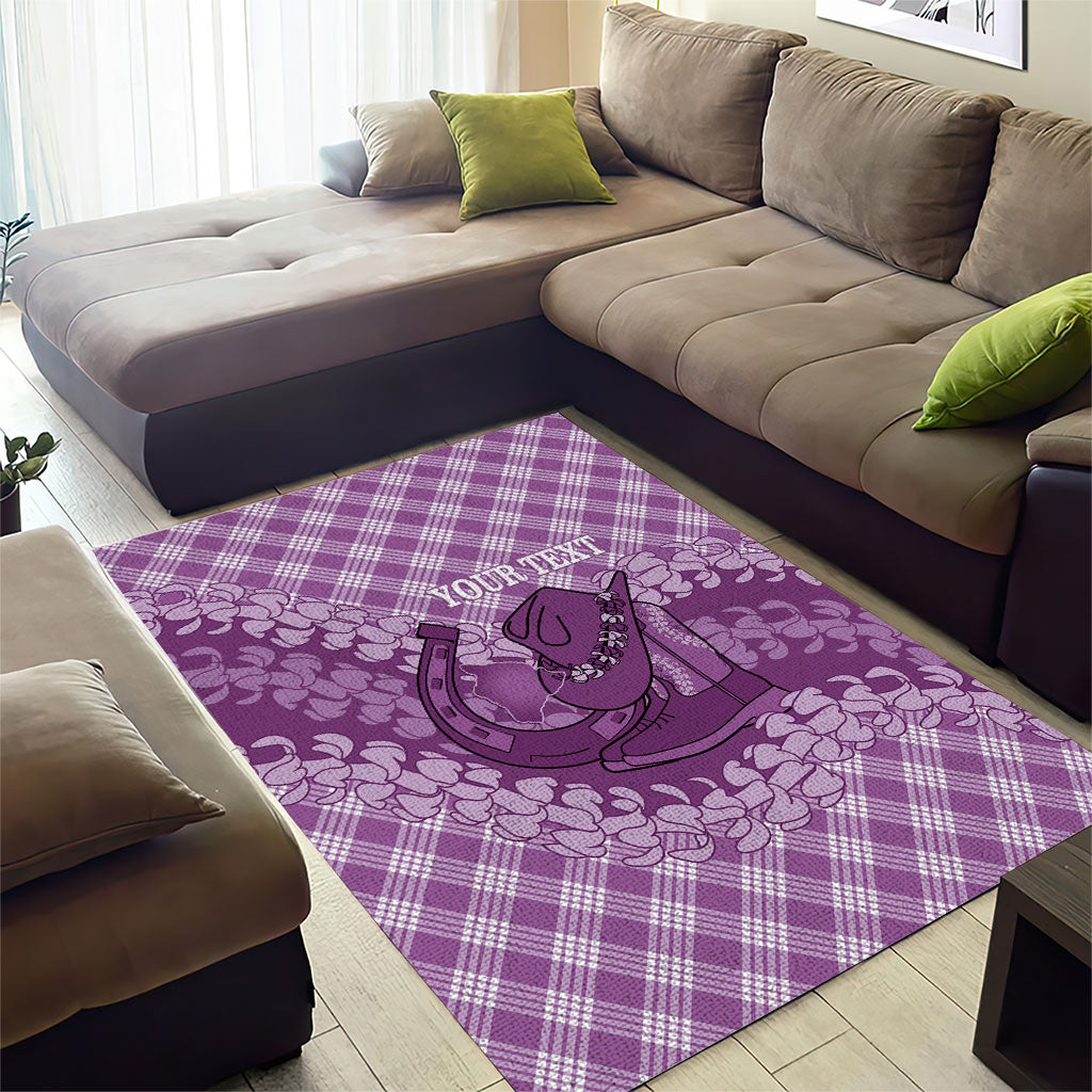 Poni Hawaii Cowboy Palaka Motifs Personalised Area Rug Paniolo Festival Puakenikeni Lei LT14 - Polynesian Pride