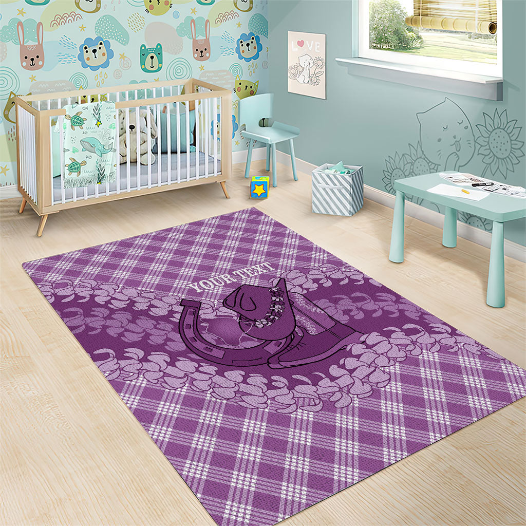 Poni Hawaii Cowboy Palaka Motifs Personalised Area Rug Paniolo Festival Puakenikeni Lei LT14 - Polynesian Pride