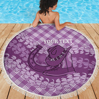 Poni Hawaii Cowboy Palaka Motifs Personalised Beach Blanket Paniolo Festival Puakenikeni Lei LT14 - Polynesian Pride