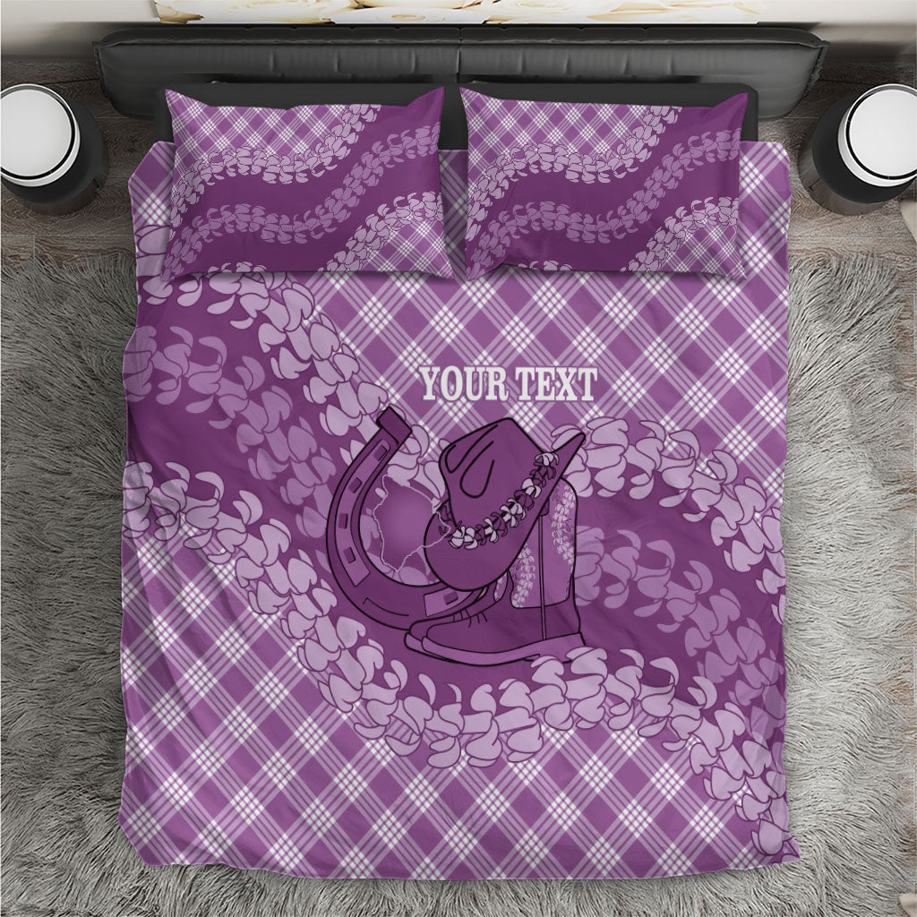 Poni Hawaii Cowboy Palaka Motifs Personalised Bedding Set Paniolo Festival Puakenikeni Lei LT14 Purple - Polynesian Pride