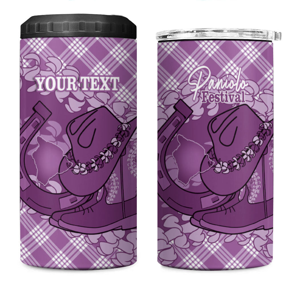 Poni Hawaii Cowboy Palaka Motifs Personalised 4 in 1 Can Cooler Tumbler Paniolo Festival Puakenikeni Lei LT14 One Size: 16 oz Purple - Polynesian Pride