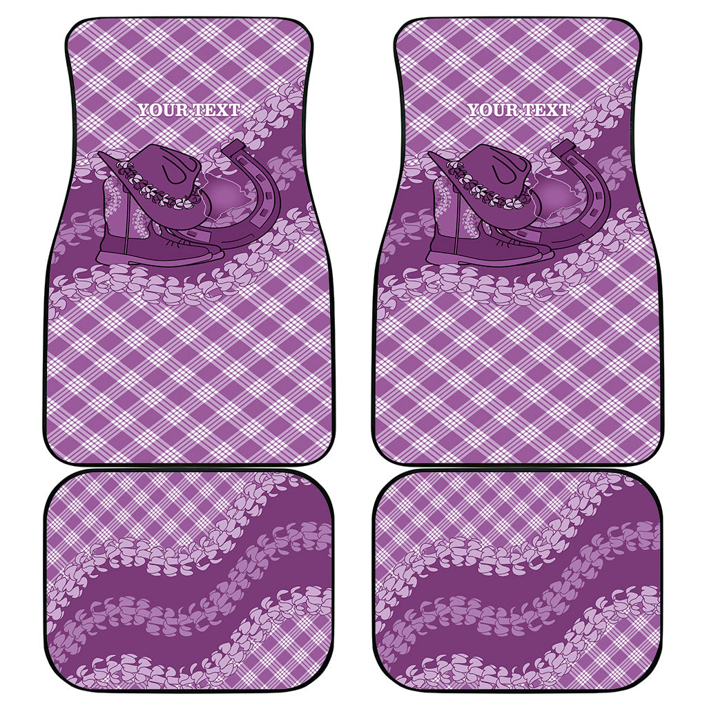 Poni Hawaii Cowboy Palaka Motifs Personalised Car Mats Paniolo Festival Puakenikeni Lei LT14 - Polynesian Pride