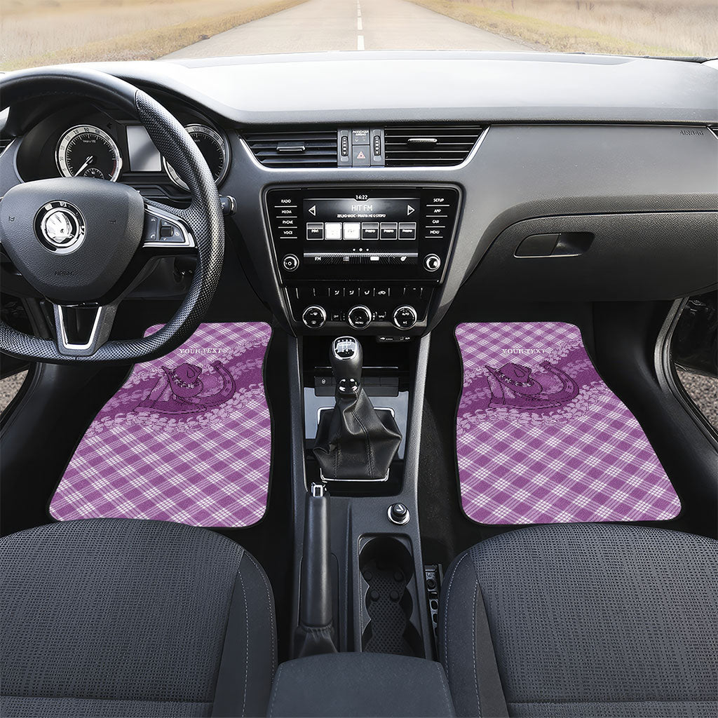 Poni Hawaii Cowboy Palaka Motifs Personalised Car Mats Paniolo Festival Puakenikeni Lei LT14 Set 2pcs - Front Purple - Polynesian Pride