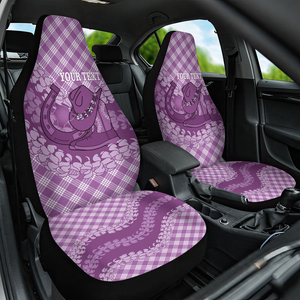 Poni Hawaii Cowboy Palaka Motifs Personalised Car Seat Cover Paniolo Festival Puakenikeni Lei LT14 One Size Purple - Polynesian Pride