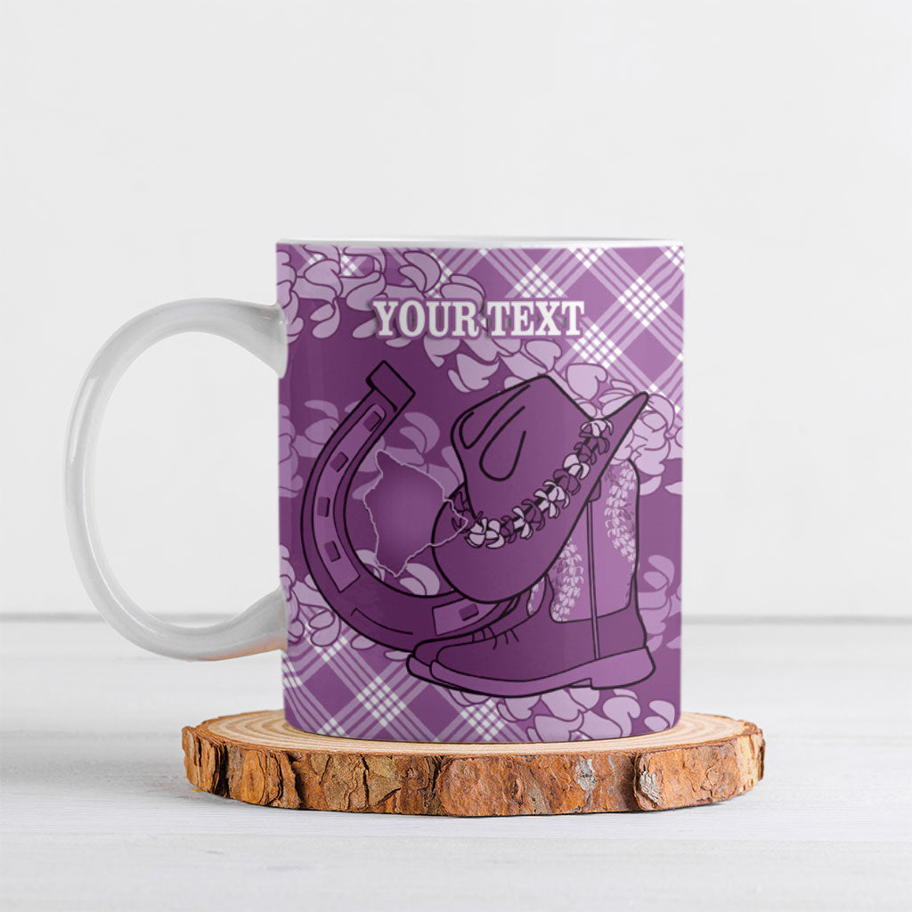 Poni Hawaii Cowboy Palaka Motifs Personalised Ceramic Mug Paniolo Festival Puakenikeni Lei LT14 Purple - Polynesian Pride