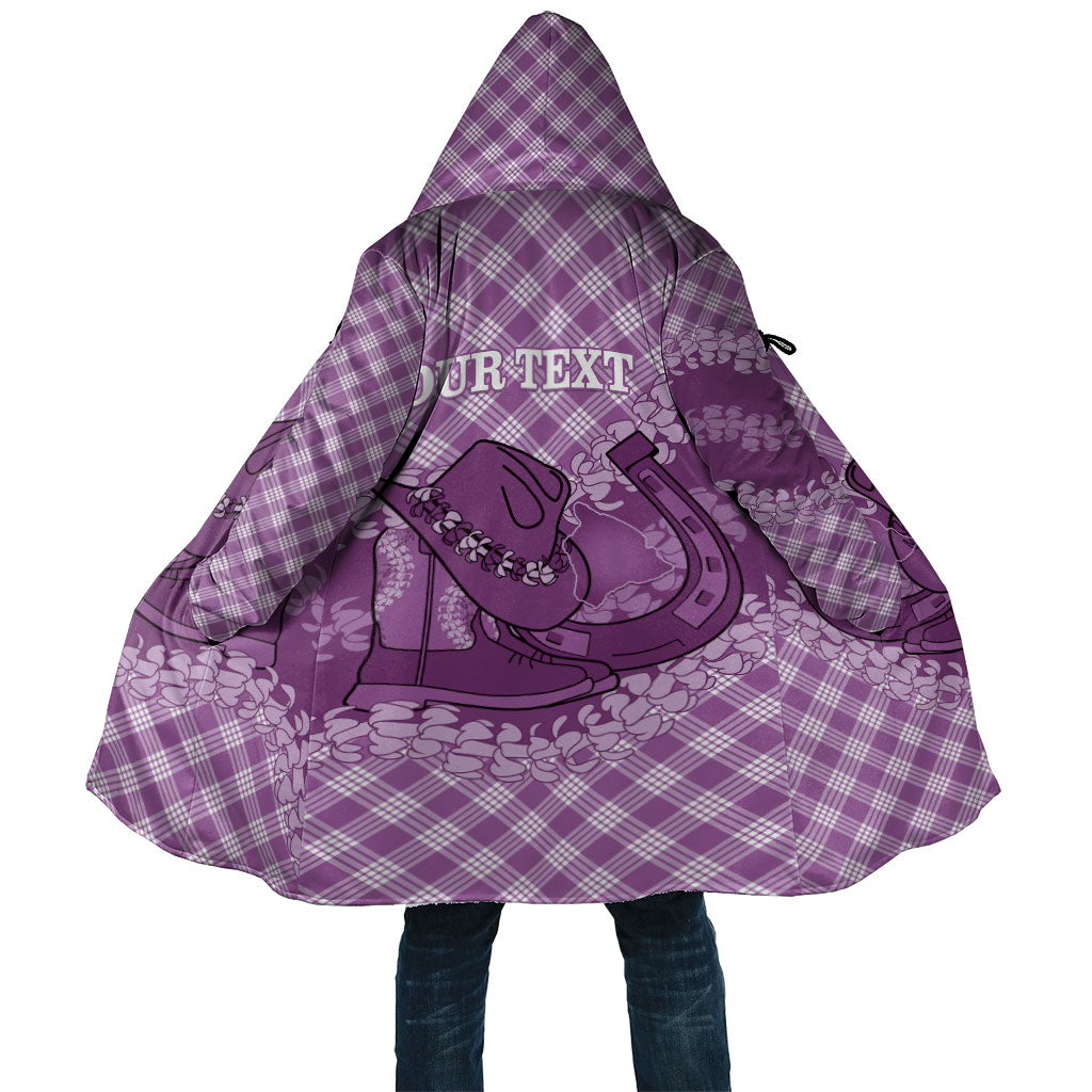 Poni Hawaii Cowboy Palaka Motifs Personalised Cloak Paniolo Festival Puakenikeni Lei LT14 Unisex Purple - Polynesian Pride