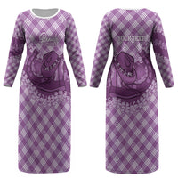 Poni Hawaii Cowboy Palaka Motifs Personalised Couples Matching Long Sleeve Bodycon Dress and Hawaiian Shirt Paniolo Festival Puakenikeni Lei LT14 - Polynesian Pride