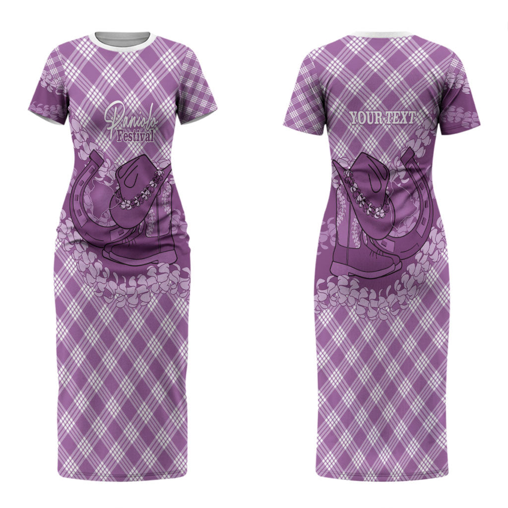 Poni Hawaii Cowboy Palaka Motifs Personalised Couples Matching Short Sleeve Bodycon Dress and Hawaiian Shirt Paniolo Festival Puakenikeni Lei LT14 - Polynesian Pride