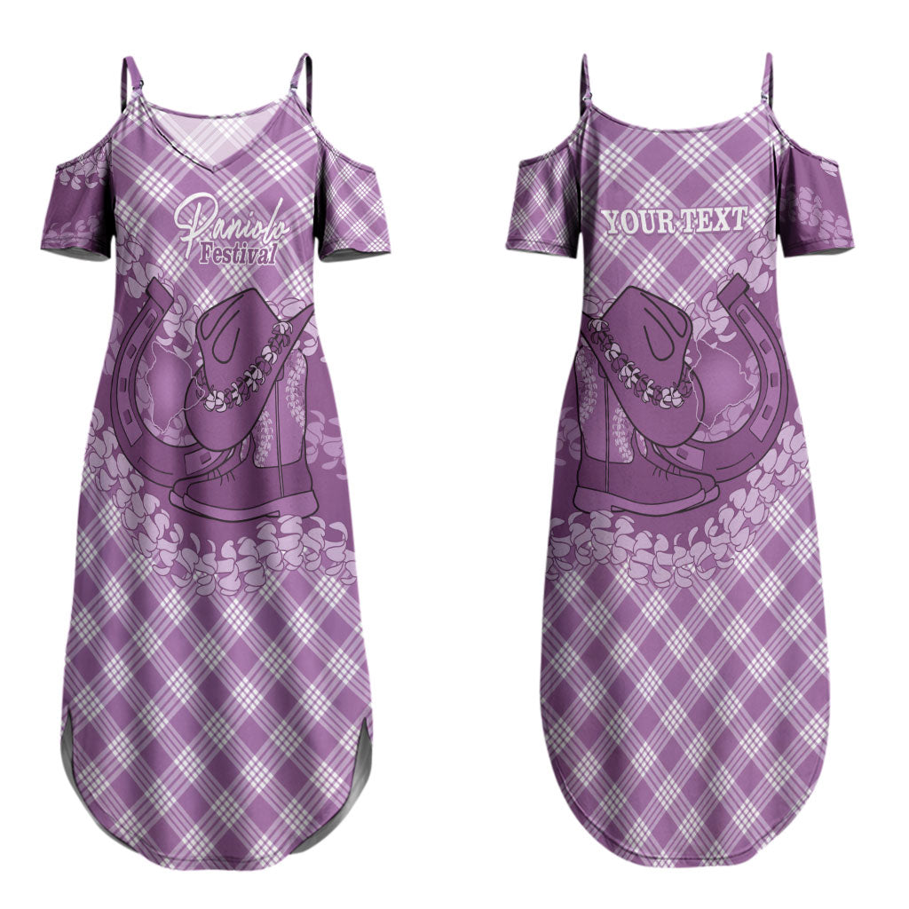 Poni Hawaii Cowboy Palaka Motifs Personalised Couples Matching Summer Maxi Dress and Hawaiian Shirt Paniolo Festival Puakenikeni Lei LT14 - Polynesian Pride