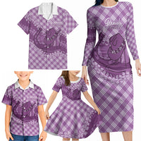 Poni Hawaii Cowboy Palaka Motifs Personalised Family Matching Long Sleeve Bodycon Dress and Hawaiian Shirt Paniolo Festival Puakenikeni Lei LT14 - Polynesian Pride