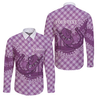 Poni Hawaii Cowboy Palaka Motifs Personalised Family Matching Puletasi and Hawaiian Shirt Paniolo Festival Puakenikeni Lei LT14 Dad's Shirt - Long Sleeve Purple - Polynesian Pride