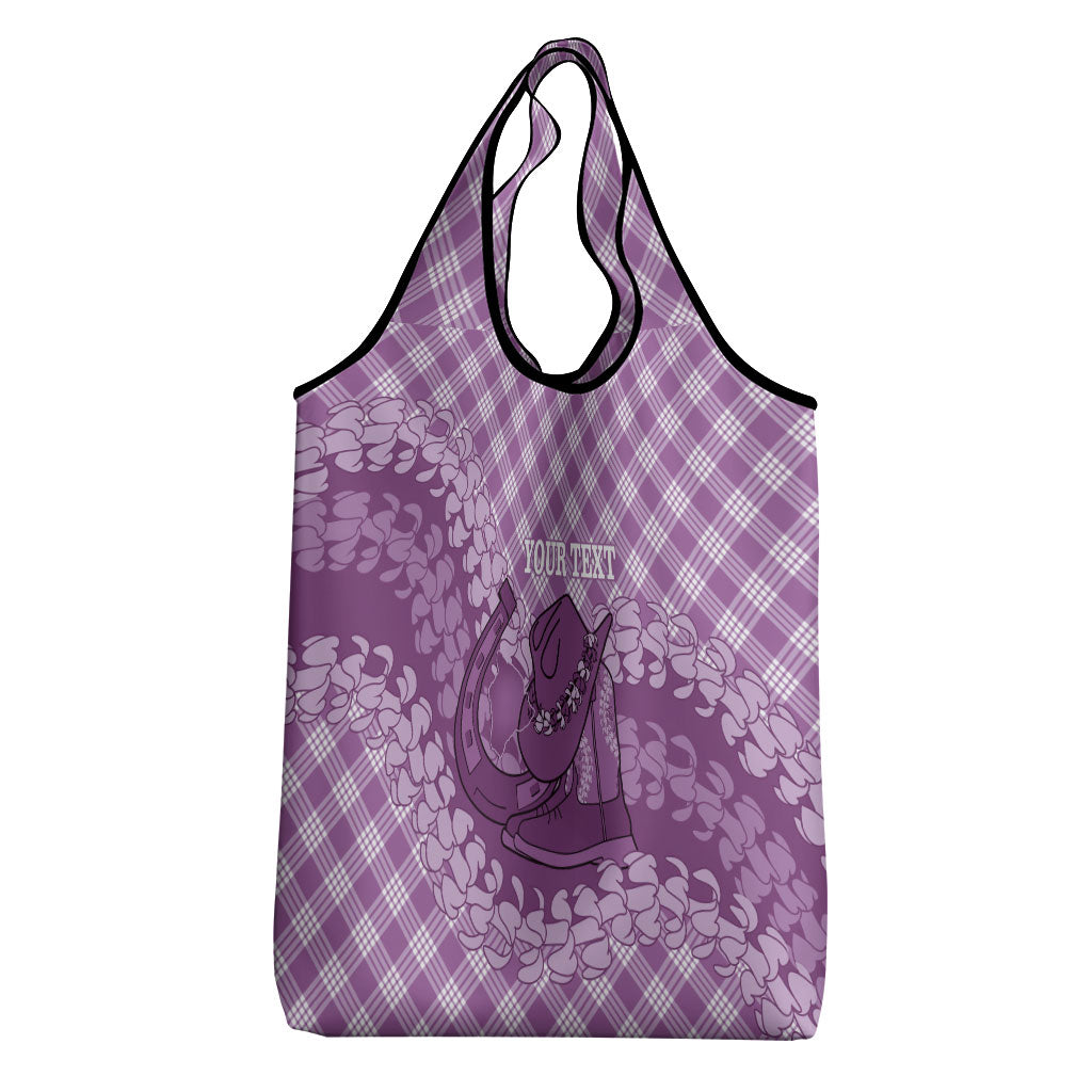 Poni Hawaii Cowboy Palaka Motifs Personalised Grocery Bag Paniolo Festival Puakenikeni Lei LT14 - Polynesian Pride