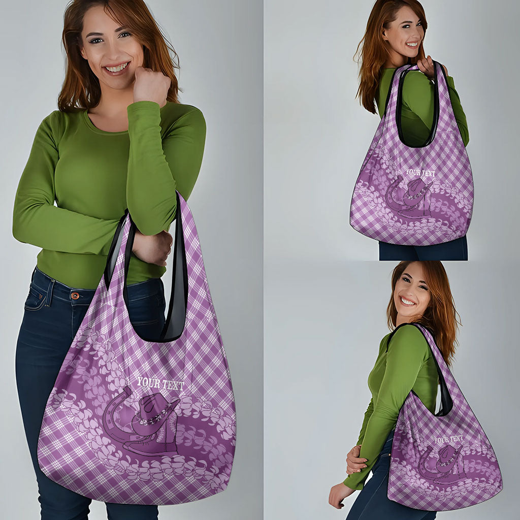 Poni Hawaii Cowboy Palaka Motifs Personalised Grocery Bag Paniolo Festival Puakenikeni Lei LT14 - Polynesian Pride