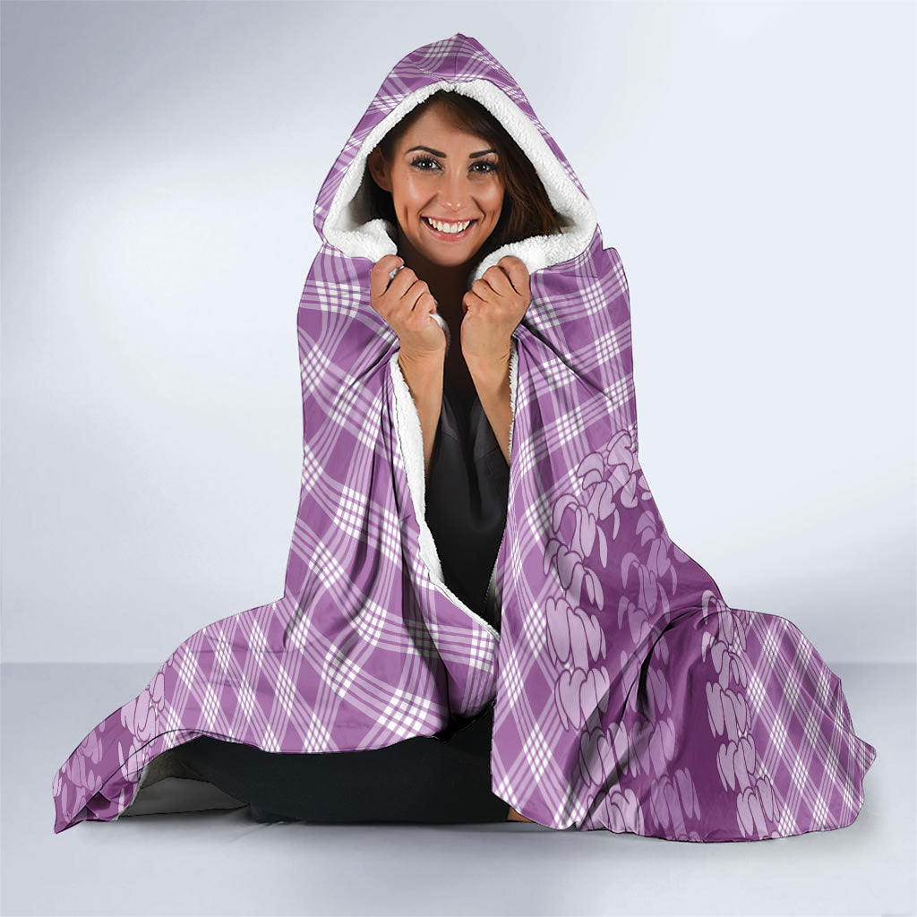 Poni Hawaii Cowboy Palaka Motifs Personalised Hooded Blanket Paniolo Festival Puakenikeni Lei LT14 - Polynesian Pride