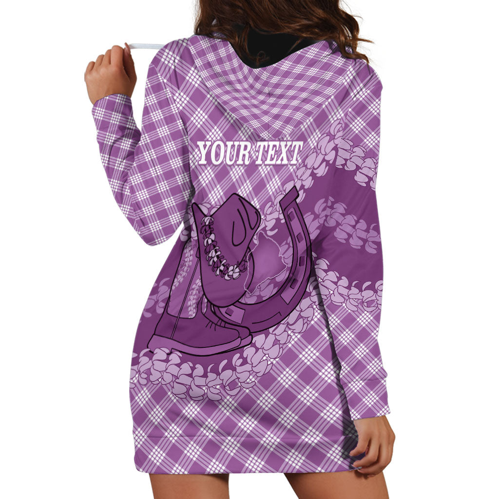 Poni Hawaii Cowboy Palaka Motifs Personalised Hoodie Dress Paniolo Festival Puakenikeni Lei LT14 - Polynesian Pride
