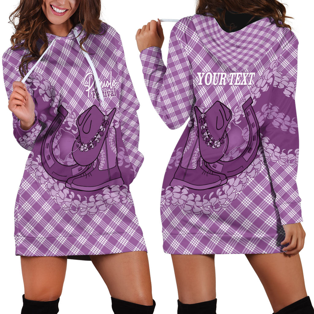 Poni Hawaii Cowboy Palaka Motifs Personalised Hoodie Dress Paniolo Festival Puakenikeni Lei LT14 - Polynesian Pride
