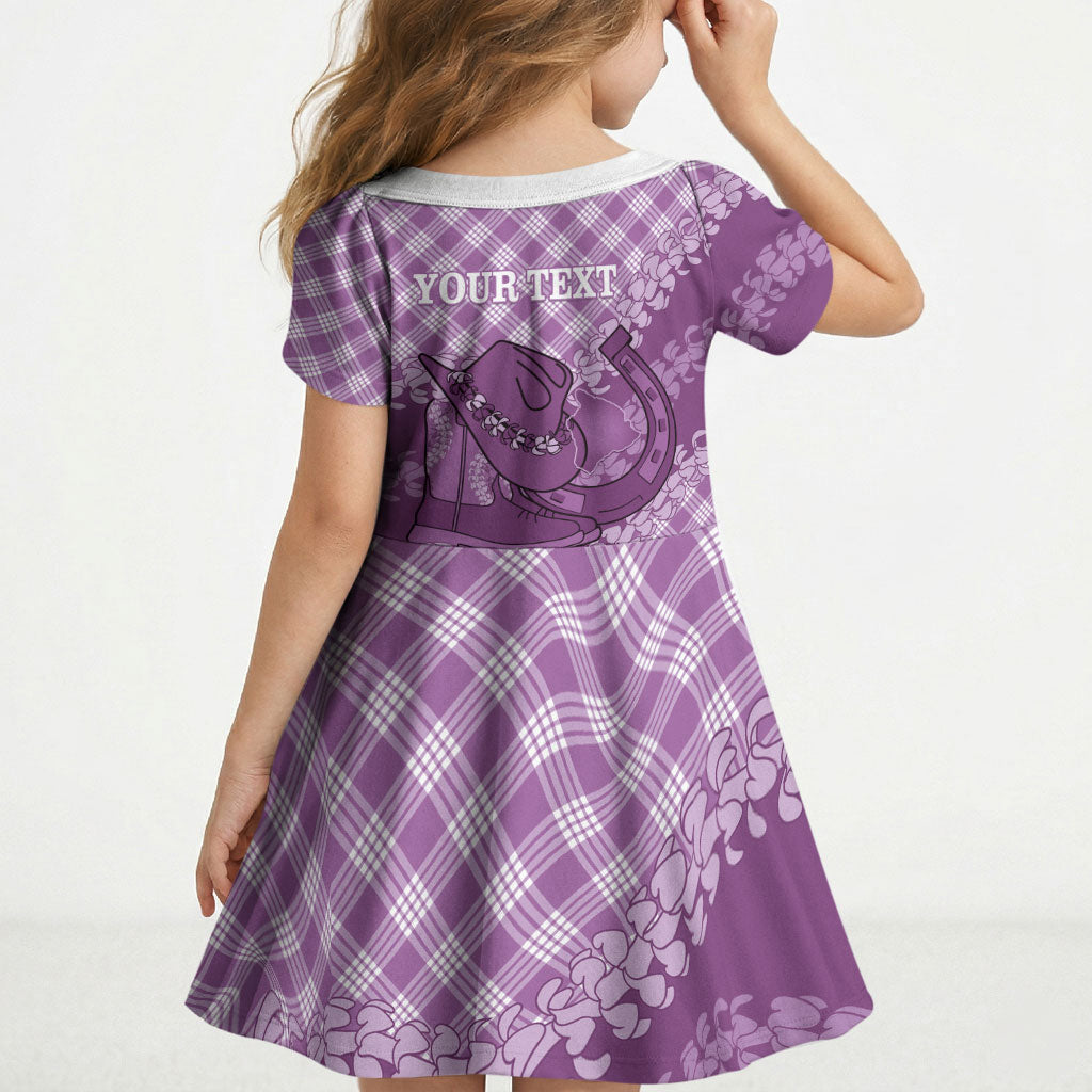 Poni Hawaii Cowboy Palaka Motifs Personalised Kid Short Sleeve Dress Paniolo Festival Puakenikeni Lei LT14 - Polynesian Pride
