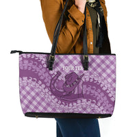 Poni Hawaii Cowboy Palaka Motifs Personalised Leather Tote Bag Paniolo Festival Puakenikeni Lei LT14 - Polynesian Pride