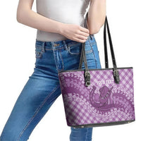 Poni Hawaii Cowboy Palaka Motifs Personalised Leather Tote Bag Paniolo Festival Puakenikeni Lei LT14 - Polynesian Pride