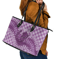 Poni Hawaii Cowboy Palaka Motifs Personalised Leather Tote Bag Paniolo Festival Puakenikeni Lei LT14 - Polynesian Pride