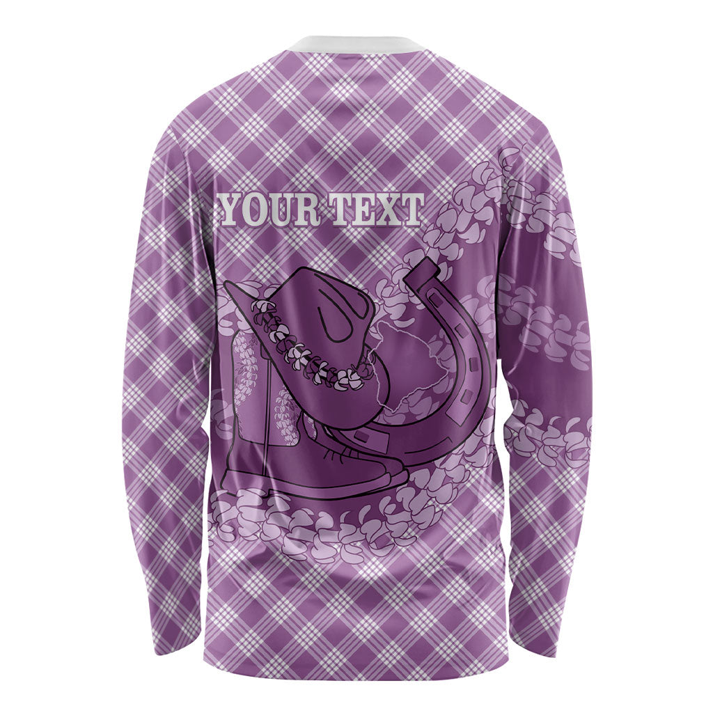 Poni Hawaii Cowboy Palaka Motifs Personalised Long Sleeve Shirt Paniolo Festival Puakenikeni Lei LT14 - Polynesian Pride