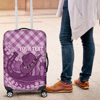 Poni Hawaii Cowboy Palaka Motifs Personalised Luggage Cover Paniolo Festival Puakenikeni Lei LT14 Purple - Polynesian Pride