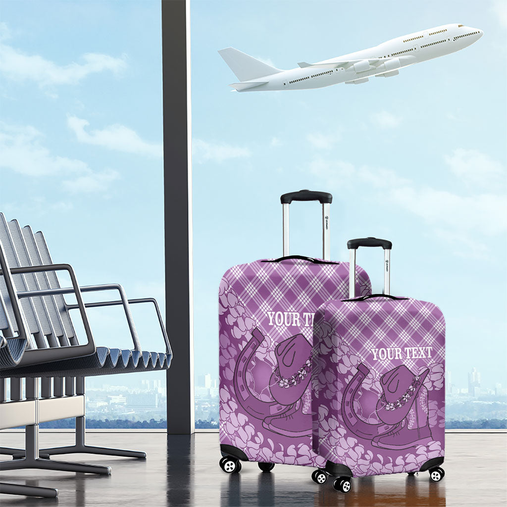 Poni Hawaii Cowboy Palaka Motifs Personalised Luggage Cover Paniolo Festival Puakenikeni Lei LT14 - Polynesian Pride