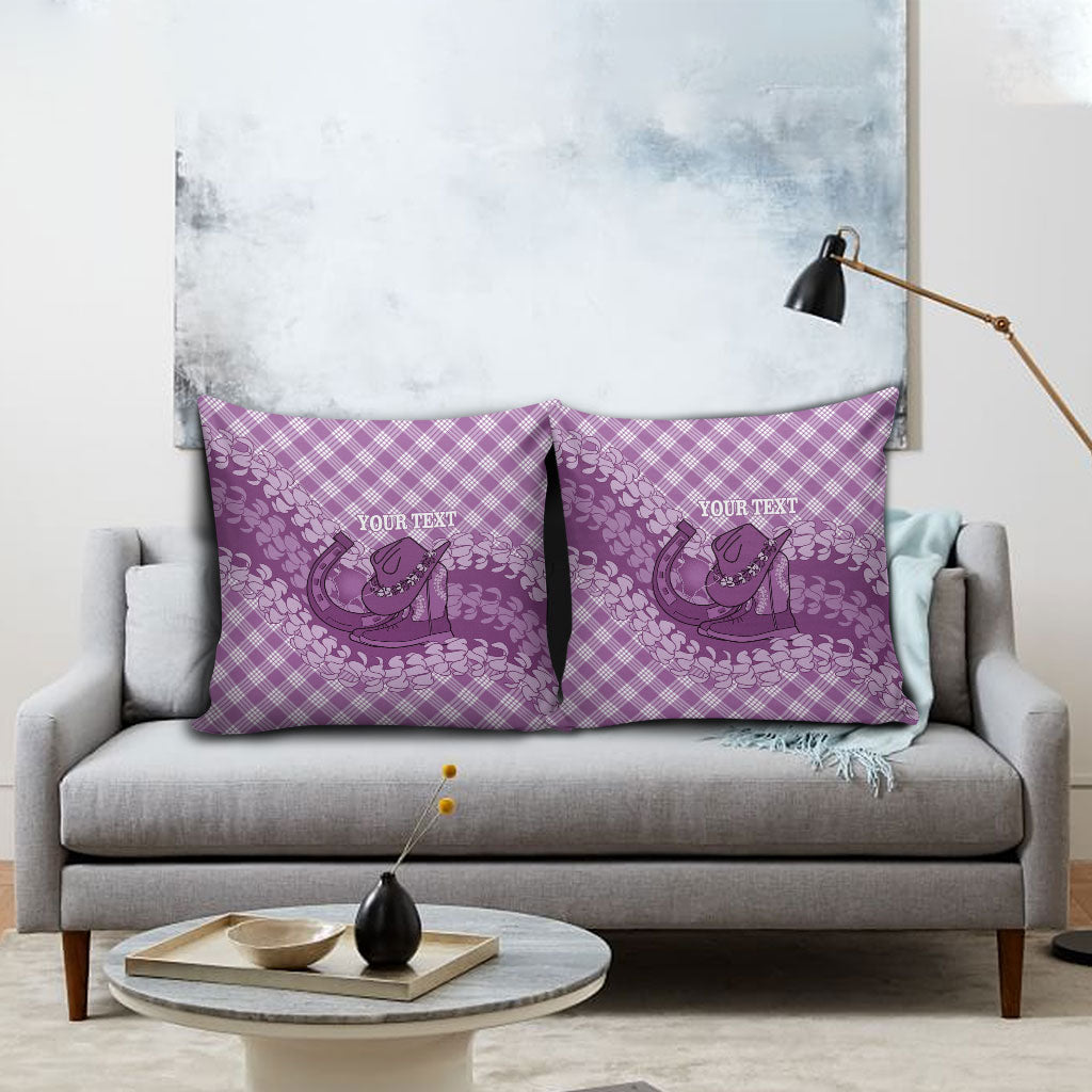 Poni Hawaii Cowboy Palaka Motifs Personalised Pillow Cover Paniolo Festival Puakenikeni Lei LT14 - Polynesian Pride