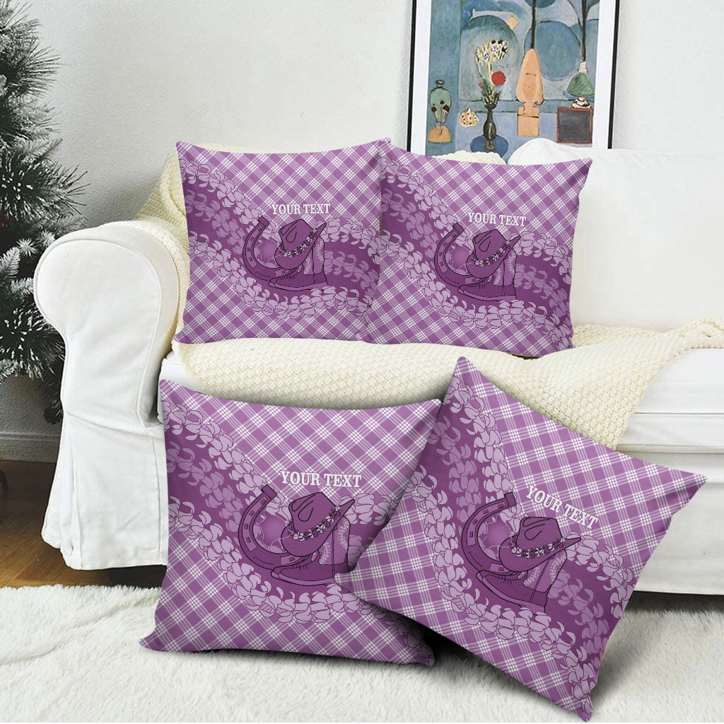 Poni Hawaii Cowboy Palaka Motifs Personalised Pillow Cover Paniolo Festival Puakenikeni Lei LT14 - Polynesian Pride