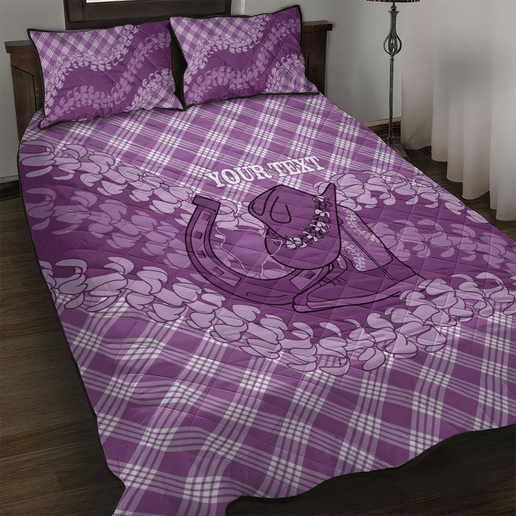 Poni Hawaii Cowboy Palaka Motifs Personalised Quilt Bed Set Paniolo Festival Puakenikeni Lei LT14 Purple - Polynesian Pride