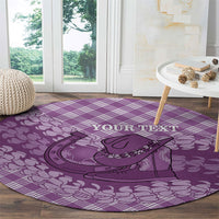 Poni Hawaii Cowboy Palaka Motifs Personalised Round Carpet Paniolo Festival Puakenikeni Lei LT14 - Polynesian Pride