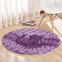 Poni Hawaii Cowboy Palaka Motifs Personalised Round Carpet Paniolo Festival Puakenikeni Lei LT14 - Polynesian Pride
