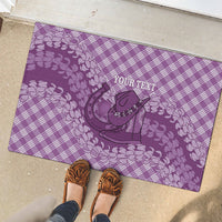 Poni Hawaii Cowboy Palaka Motifs Personalised Rubber Doormat Paniolo Festival Puakenikeni Lei LT14 - Polynesian Pride