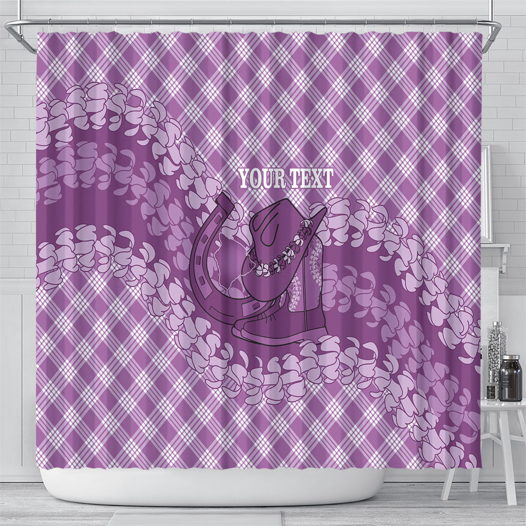 Poni Hawaii Cowboy Palaka Motifs Personalised Shower Curtain Paniolo Festival Puakenikeni Lei LT14 - Polynesian Pride