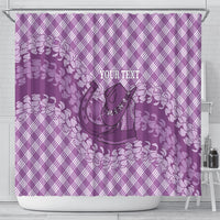 Poni Hawaii Cowboy Palaka Motifs Personalised Shower Curtain Paniolo Festival Puakenikeni Lei LT14 - Polynesian Pride