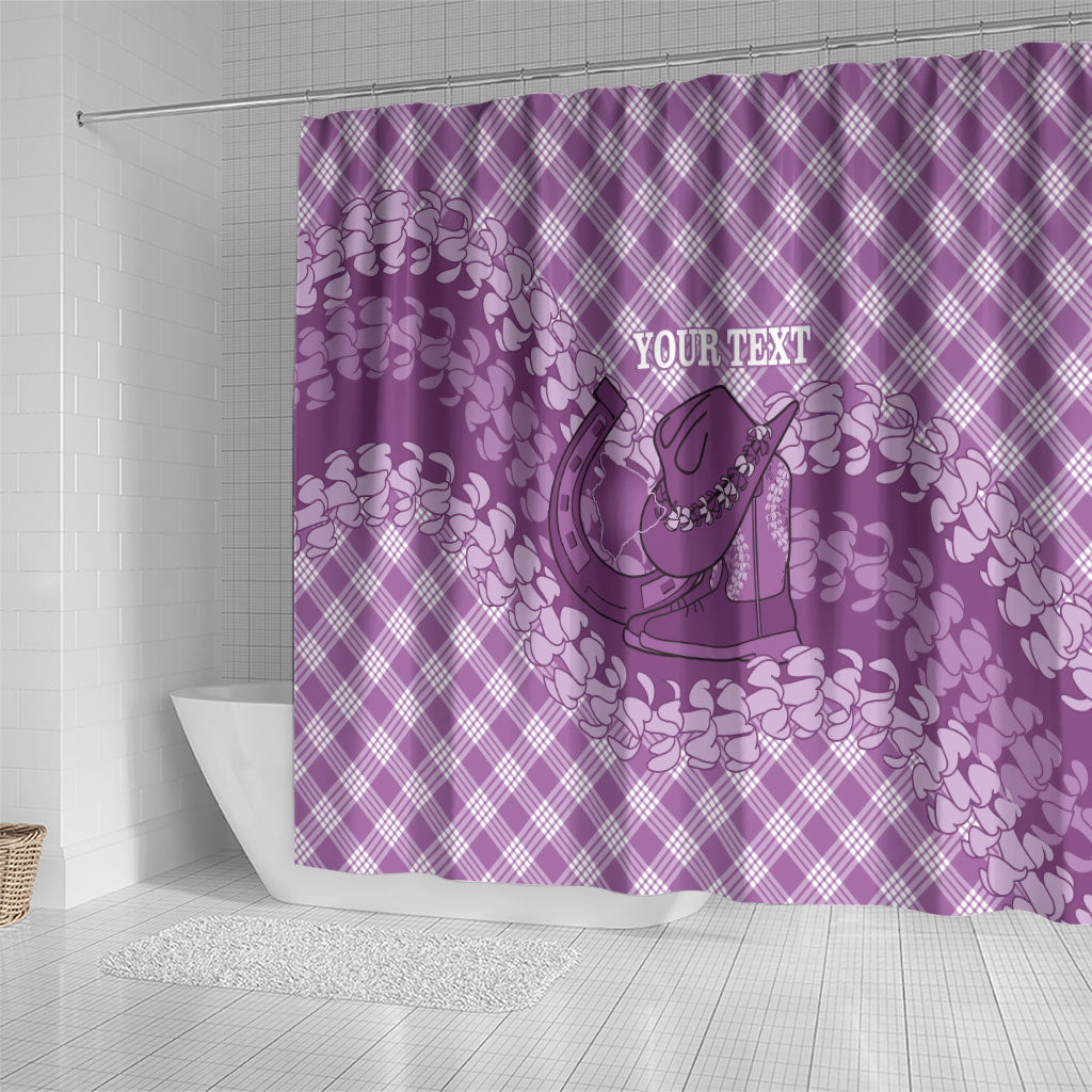 Poni Hawaii Cowboy Palaka Motifs Personalised Shower Curtain Paniolo Festival Puakenikeni Lei LT14 - Polynesian Pride