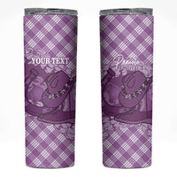 Poni Hawaii Cowboy Palaka Motifs Personalised Skinny Tumbler Paniolo Festival Puakenikeni Lei LT14 Purple - Polynesian Pride