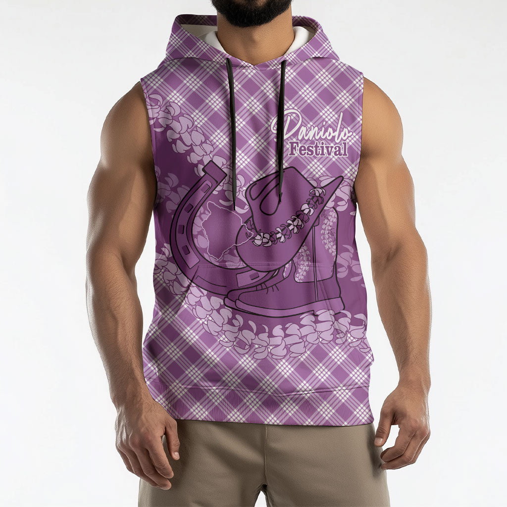 Poni Hawaii Cowboy Palaka Motifs Personalised Sleeveless Hoodie Paniolo Festival Puakenikeni Lei LT14 - Polynesian Pride