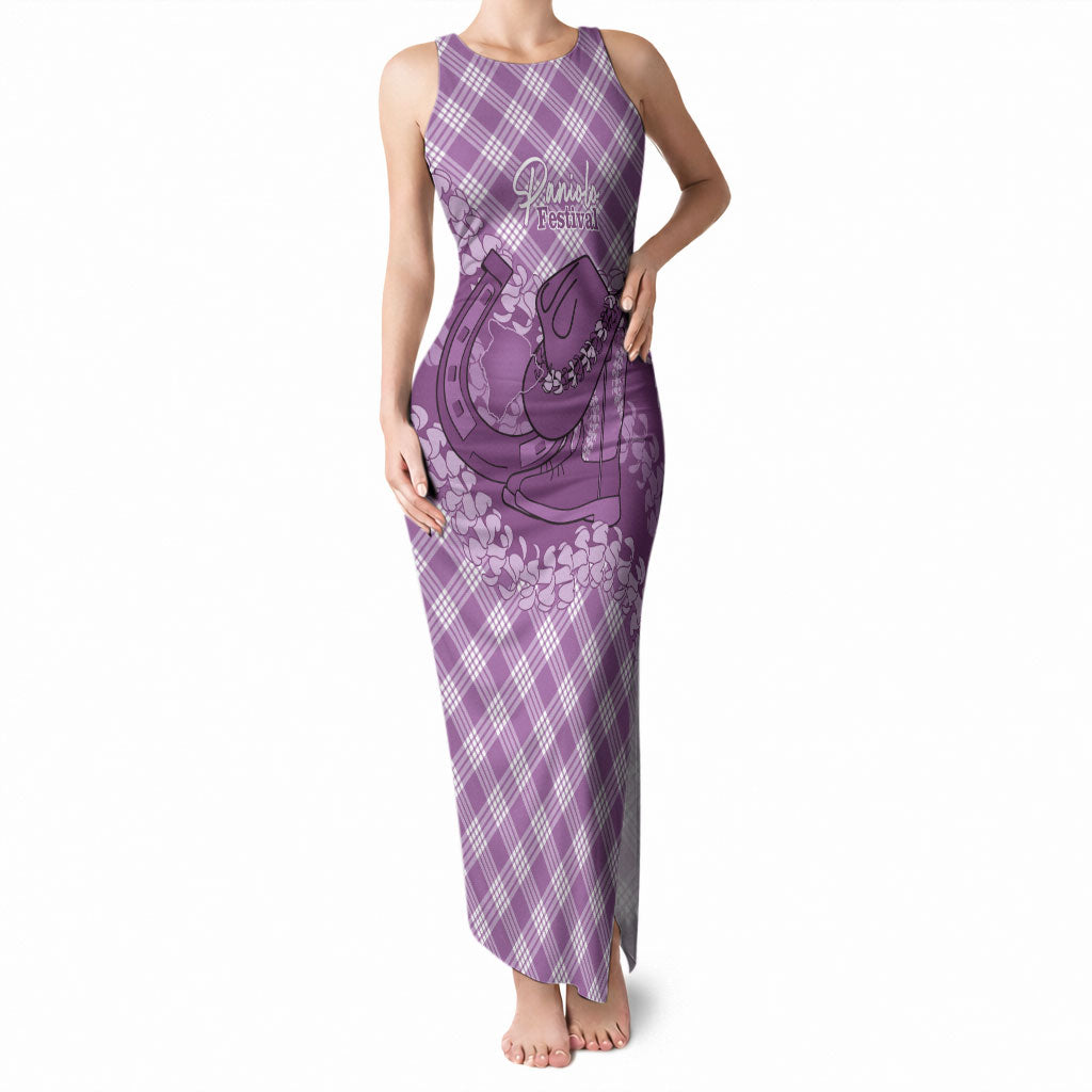 Poni Hawaii Cowboy Palaka Motifs Personalised Tank Maxi Dress Paniolo Festival Puakenikeni Lei LT14 Women Purple - Polynesian Pride